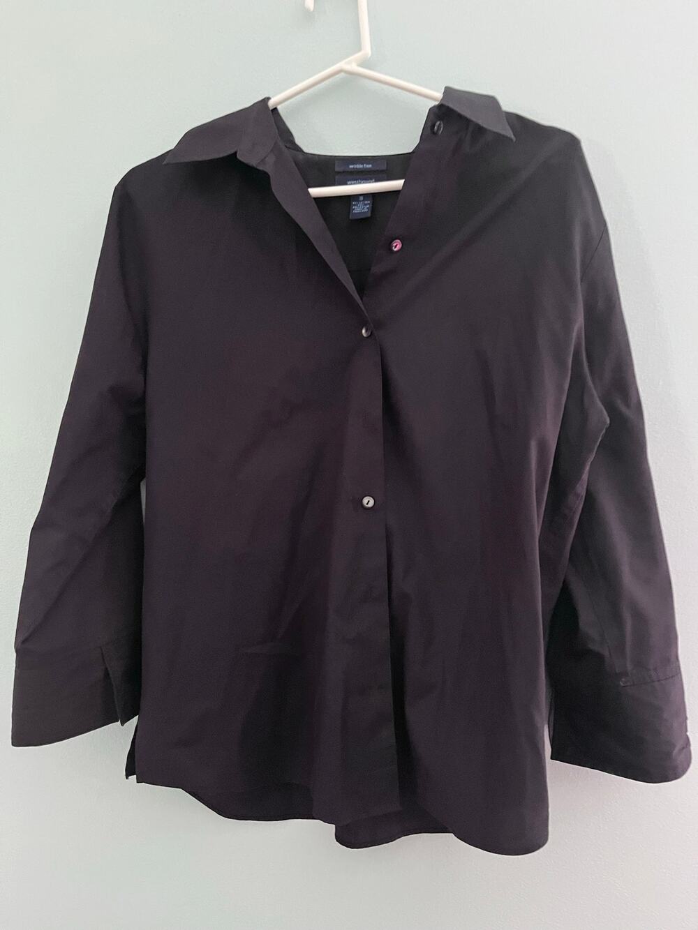 Westbound Size 16 Wrinkle Free Black Button Down Dress Shirt